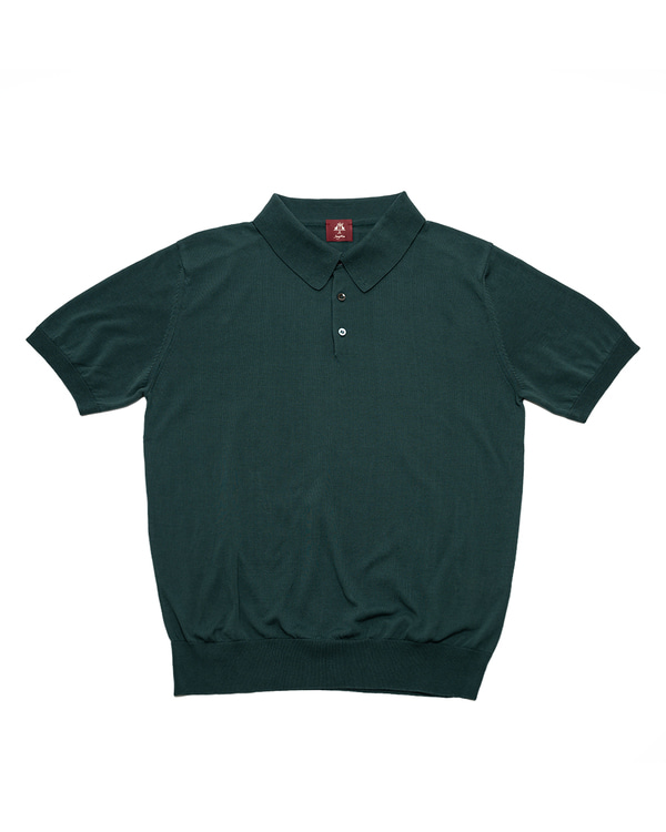 Green Cotton Knitted Polo Shirt