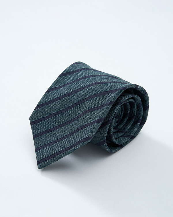 SGHEVIT Bluegreen Stripe Three Fold Silk TIE